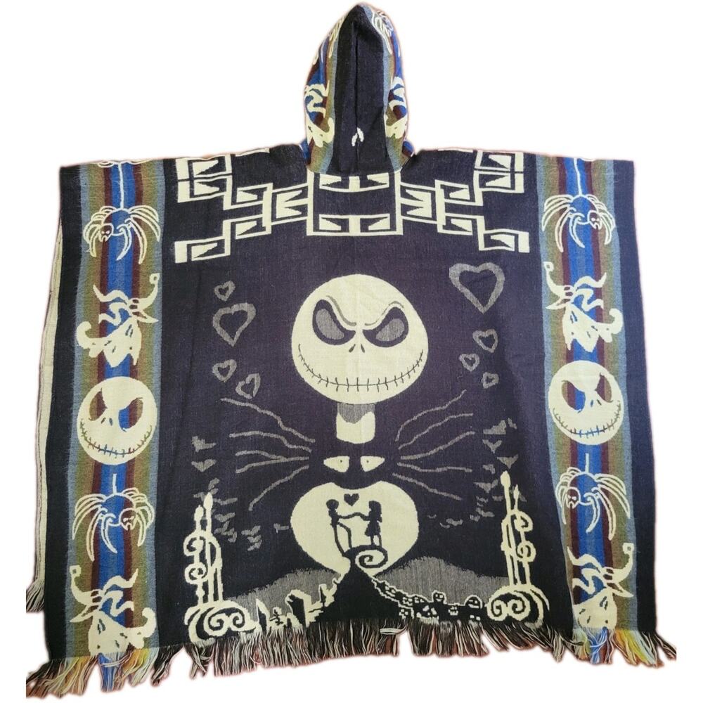 The Nightmare B4 Christmas Alpaca Blend Reversible Hooded Poncho